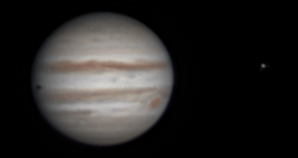 Jupiter mit Europa und ihrem Schatten, 24.4.2026