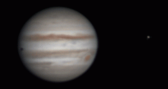 Jupiter mit Europa und ihrem Schatten, 24.4.2026