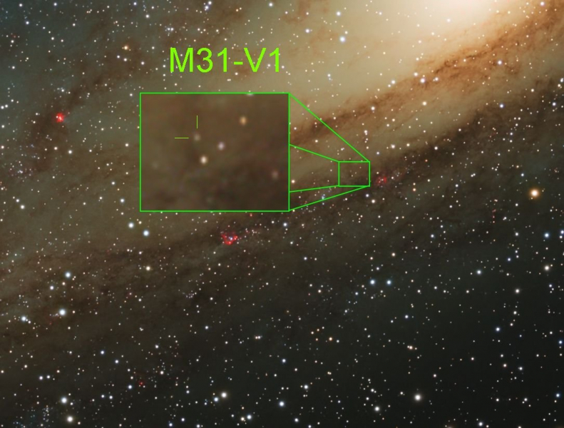 M31 mit Cepheid M31-V1 (Zoom)